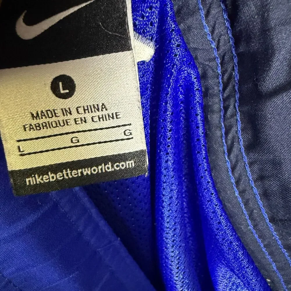 Nike Men Swim Trunks Board Shorts Size 2XL Blue Black Lined Cargo Pocket (40x6)